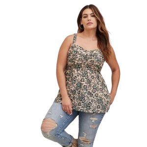 🌴 - NWT Torrid Babydoll Stretch Mesh Shirred Bodice Top